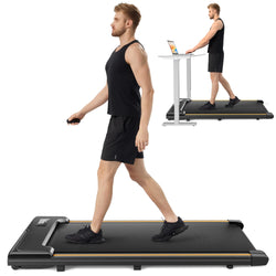 UMAY Mini Walking Pad with Wider Running Belt 2 in 1 Foldable Treadmills for Home Office Small Under Desk Treadmill for Walking Jogging Running Portable Lightweight Walking Treadmills with Wheel