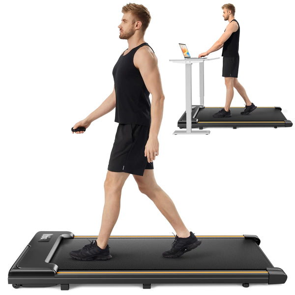 UMAY Mini Walking Pad with Wider Running Belt 2 in 1 Foldable Treadmills for Home Office Small Under Desk Treadmill for Walking Jogging Running Portable Lightweight Walking Treadmills with Wheel