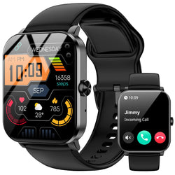 Jacoosa Smart Watch 1.85" HD Smartwatch for Men Women (Answer/Make Calls) Fitness Watch with 120+ Sports Modes IP68 Waterproof Heart Rate/Sleep Monitor Activity Trackers for iOS/Android (Black)