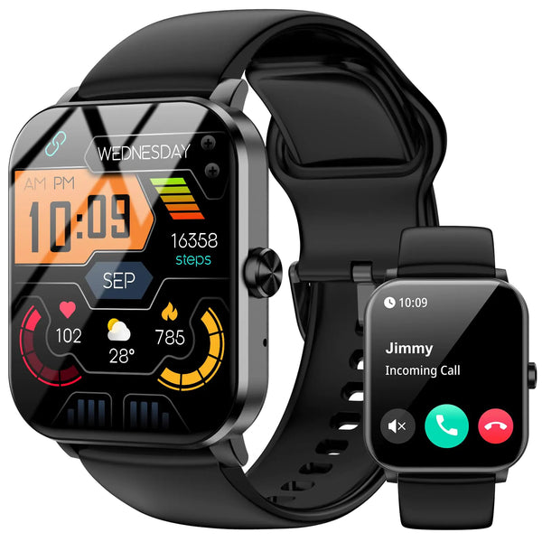 Jacoosa Smart Watch 1.85" HD Smartwatch for Men Women (Answer/Make Calls) Fitness Watch with 120+ Sports Modes IP68 Waterproof Heart Rate/Sleep Monitor Activity Trackers for iOS/Android (Black)